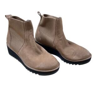 Eileen Fisher Lilou Wedge Chelsea Boot in Wheat Suede Women's Size 8.5 NWOB